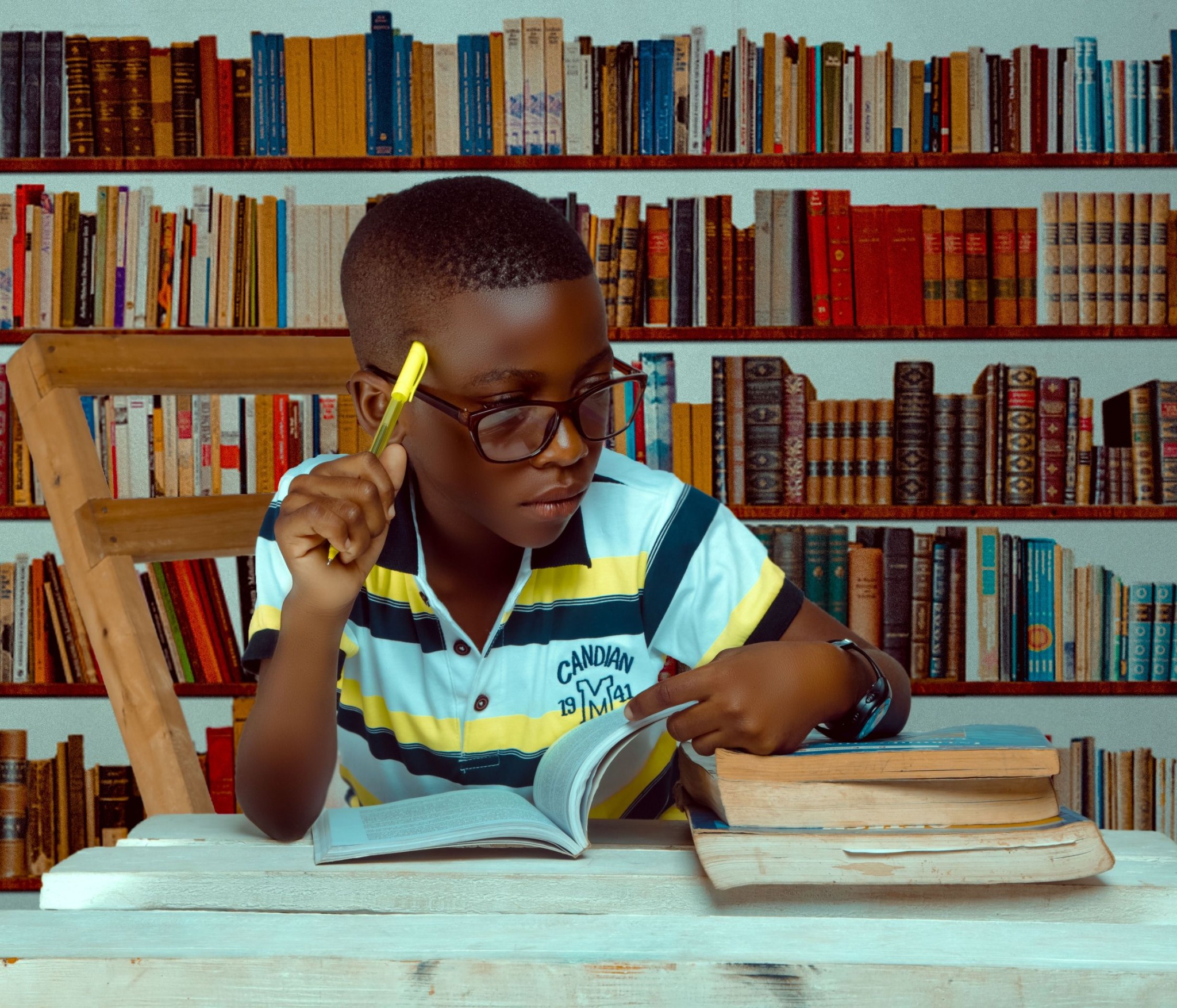 Reader enjoying books