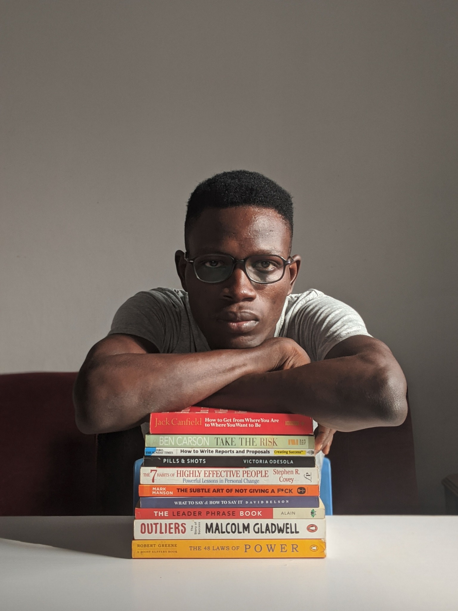 Reader enjoying books
