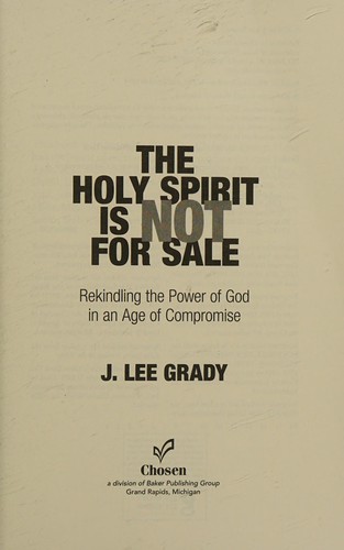 The Holy Spirit is not for sale by J. Lee Grady book cover